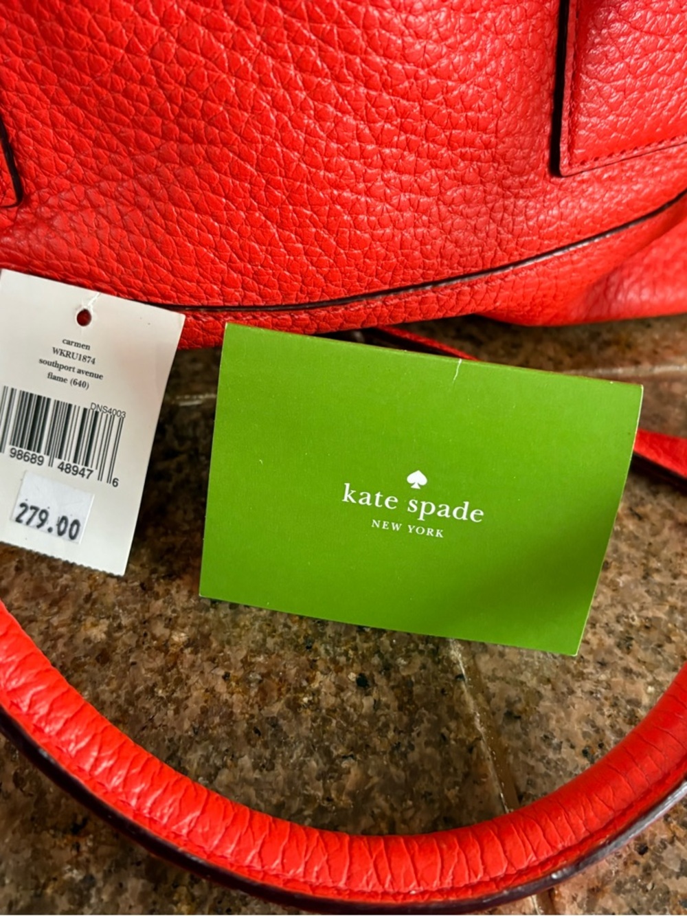 kate spade Orange Pebbled Leather Shoulder Bag with Tassel - Picture 8 of 10